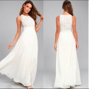 Lulu's Forever and Always White Maxi Dress Small